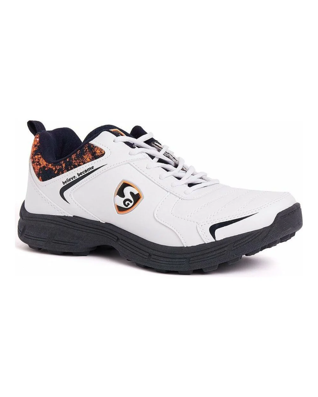 SG Savage Stud Shoe: Dynamic Navy Blue & Vibrant Orange Cricket Footwear