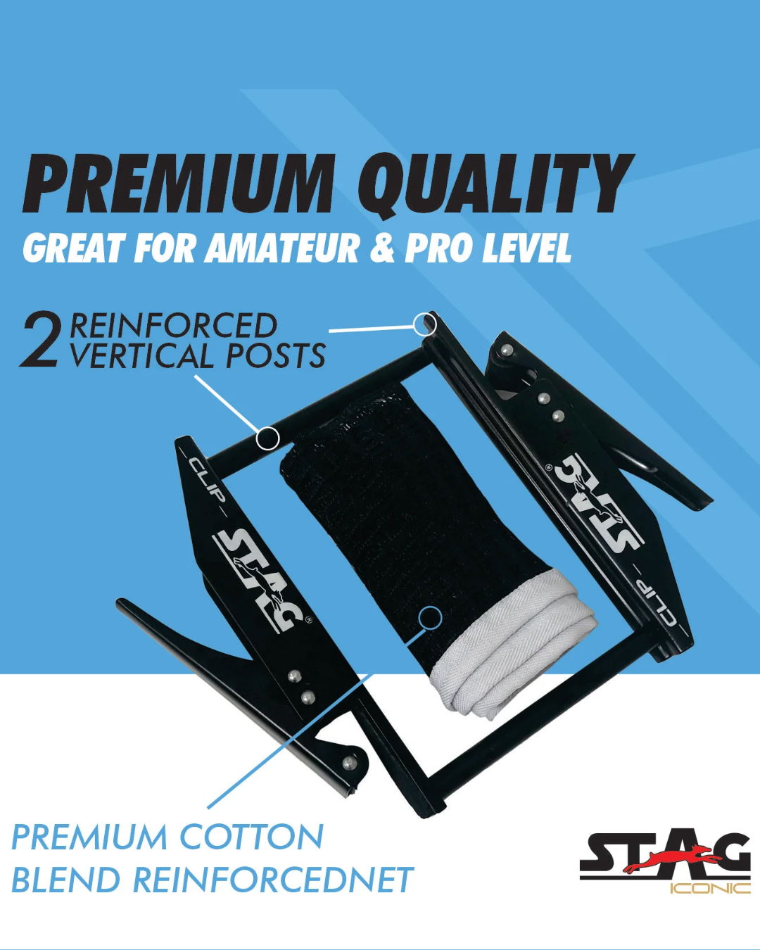 Stag Iconic Table Tennis Net & Post Set | Professional Grade